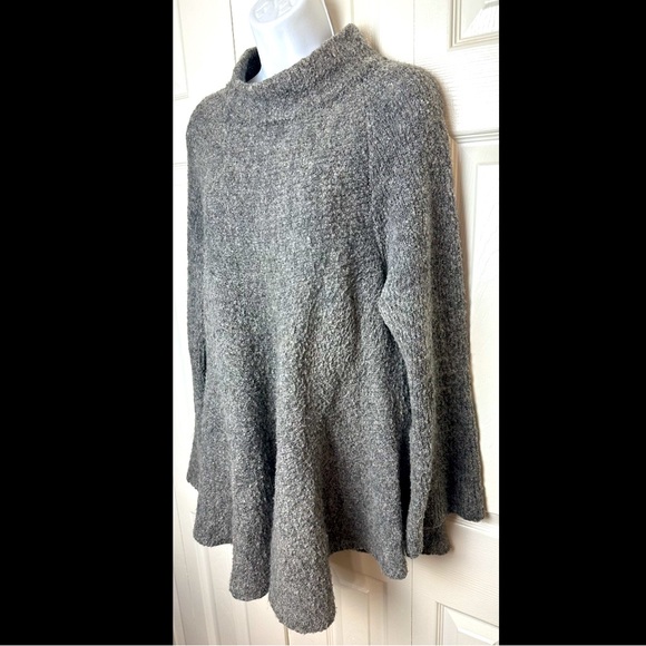 BOSTON PROPER Gray Sweater Pullover Mock Neck Peplum Long Tunic Wool Blends - Picture 2 of 10